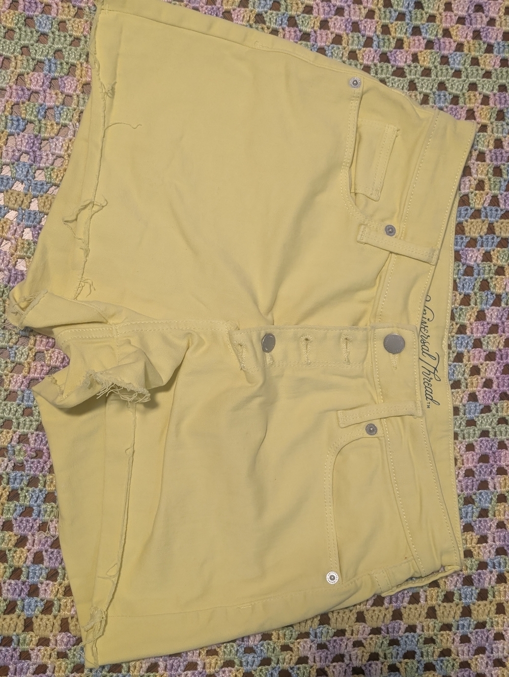 Universal Threads Yellow High Rise Shortie Denim Shorts Size 8